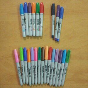 Sharpie Lot 23 Multicolor = 6  Brush Tip 3 Ultra Fine Point 15 Fine Point TESTED